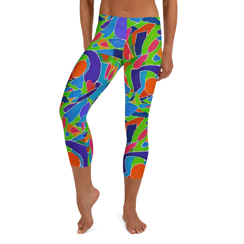 Vivid Fragments on Capri Leggings — Front