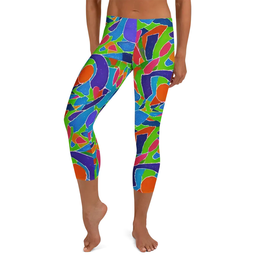 Vivid Fragments on Capri Leggings — Front
