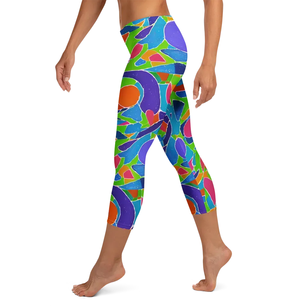 Vivid Fragments on Capri Leggings — Left