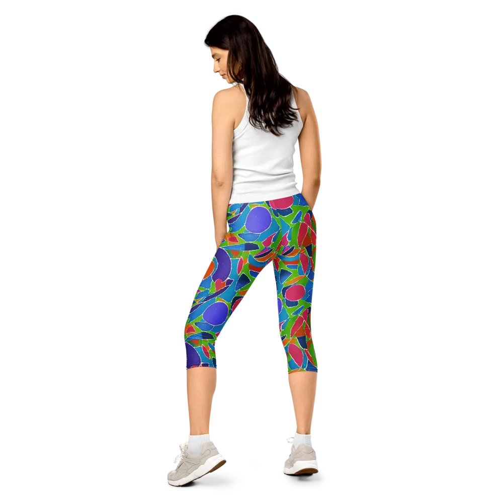 Vivid Fragments on Capri Leggings — Back