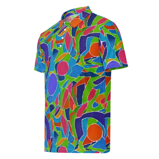 Vivid Fragments on a Men's Slim Fit Polo Shirt