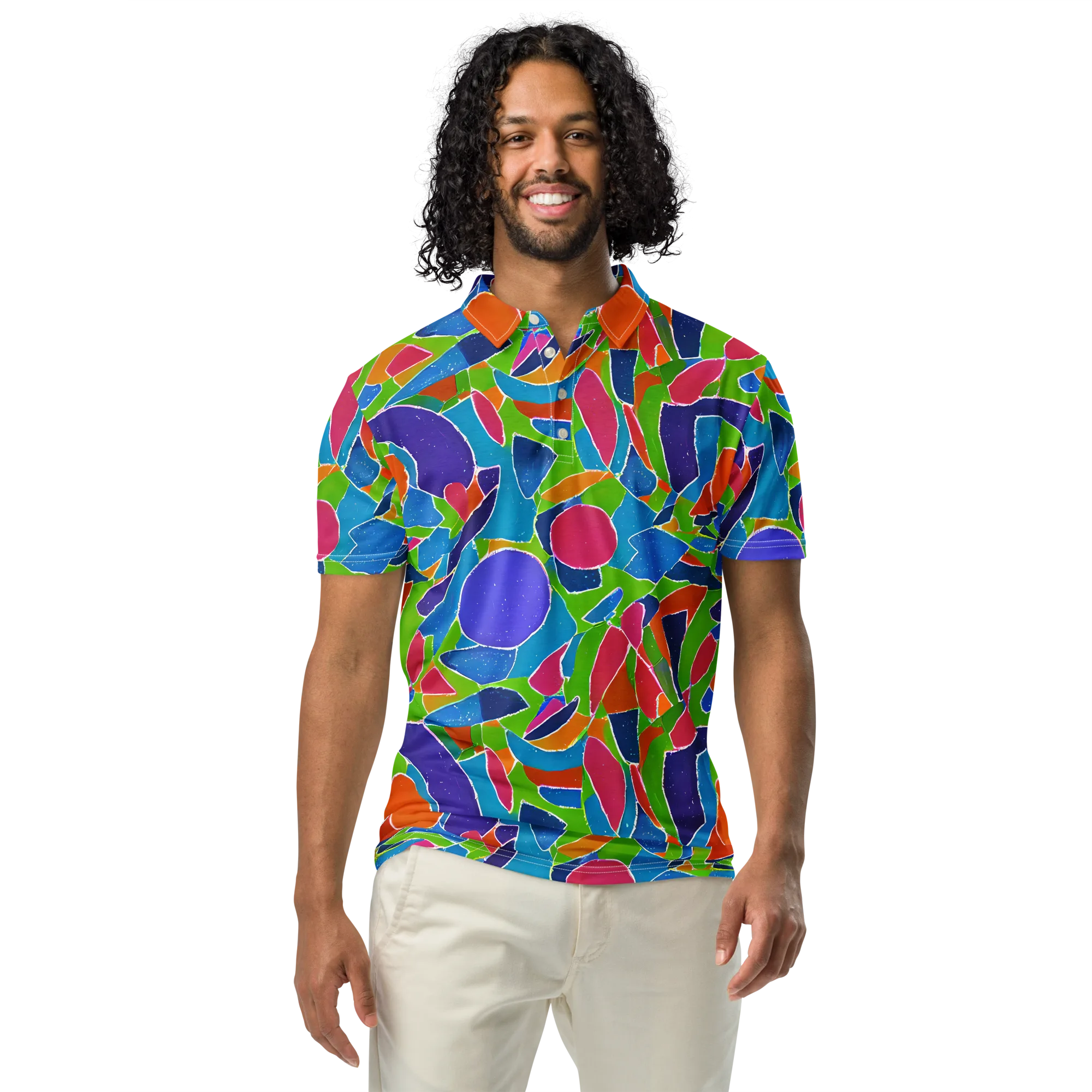 Vivid Fragments on Men's Slim Fit Polo Shirt — Front