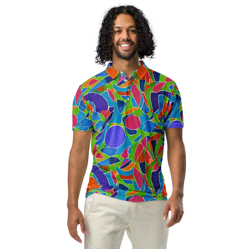 Vivid Fragments on Men's Slim Fit Polo Shirt — Front