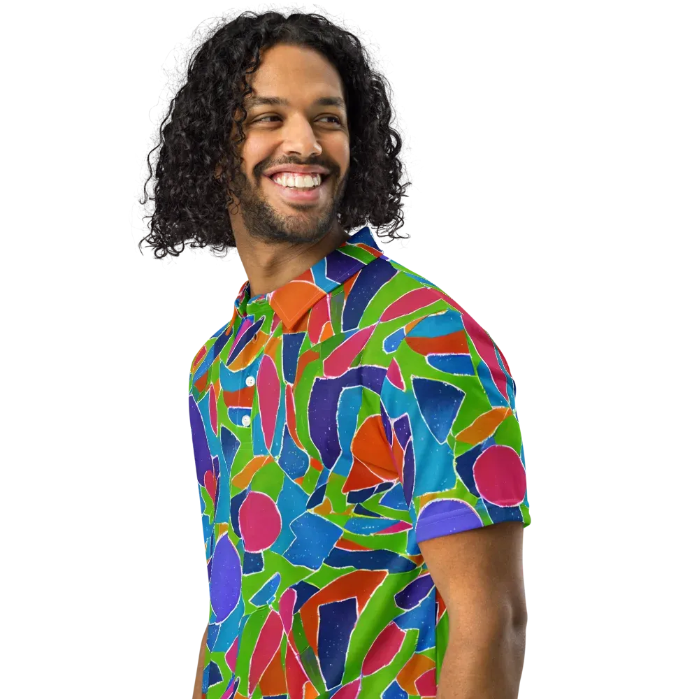 Vivid Fragments on Men's Slim Fit Polo Shirt — Left Front