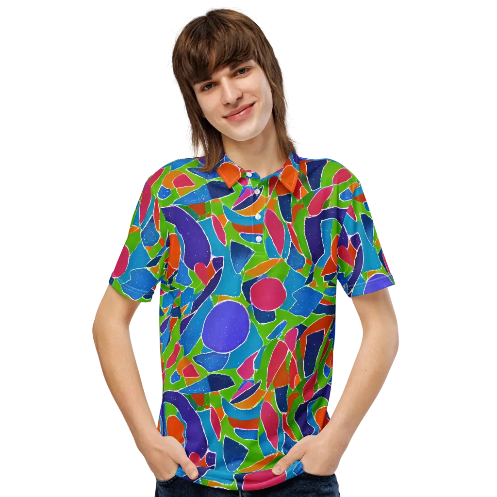 Vivid Fragments on Men's Slim Fit Polo Shirt — Front