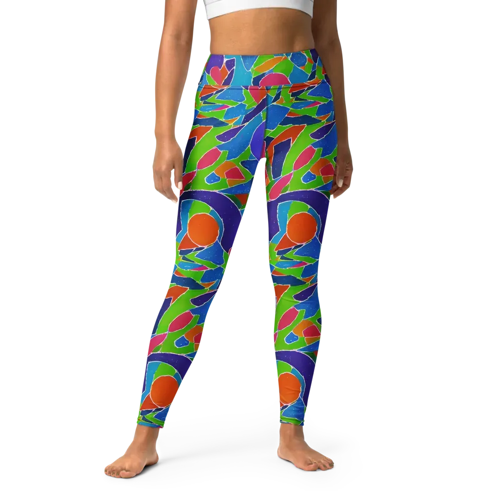 Vivid Fragments on Yoga Leggings — Front