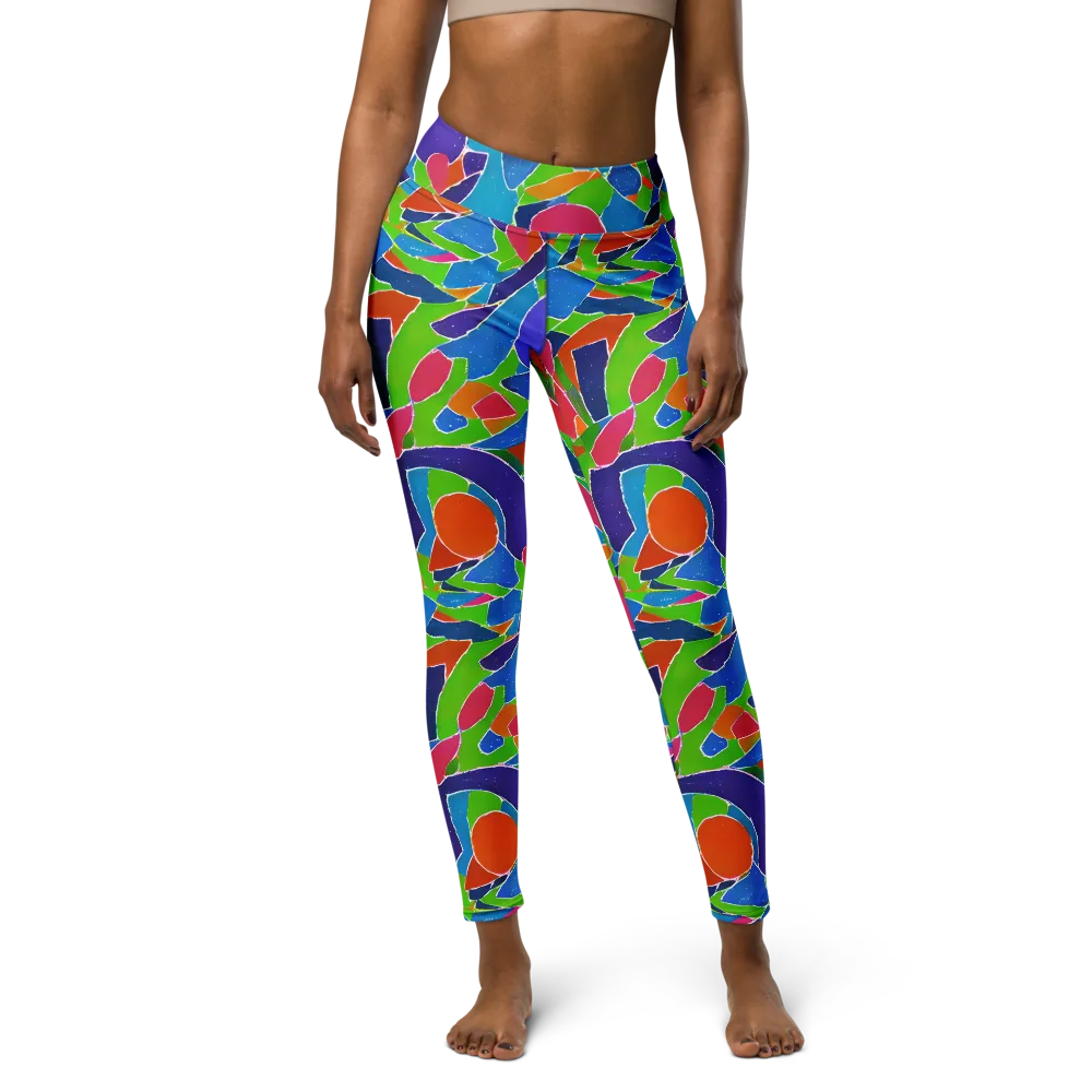 Vivid Fragments on Yoga Leggings — Front