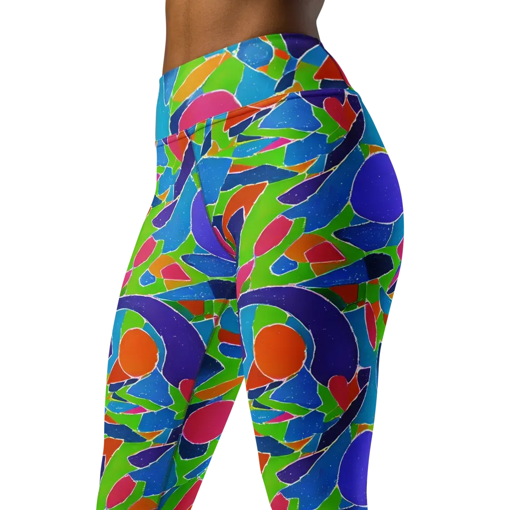 Vivid Fragments on Yoga Leggings — Left Front