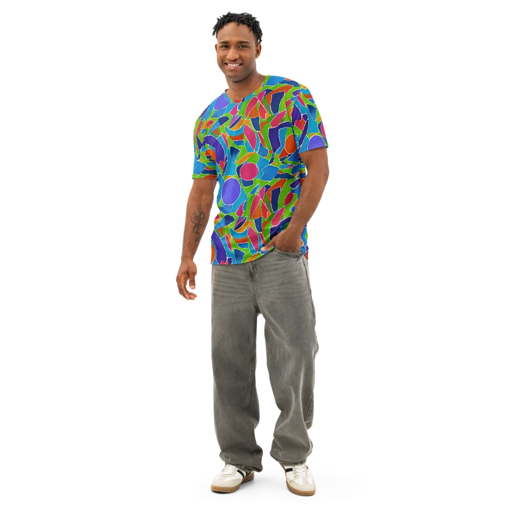 Vivid Fragments on Men's Cotton Crew Neck T-Shirt — Front