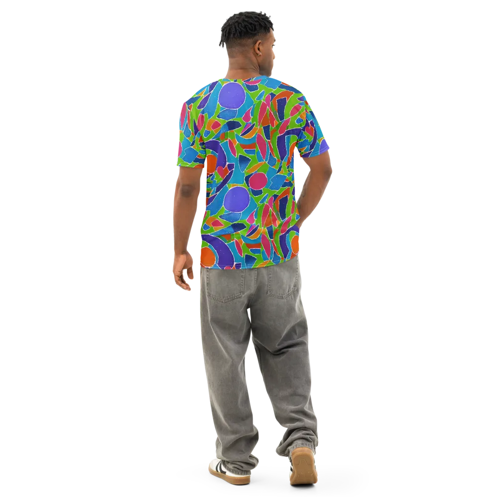 Vivid Fragments on Men's Cotton Crew Neck T-Shirt — Back