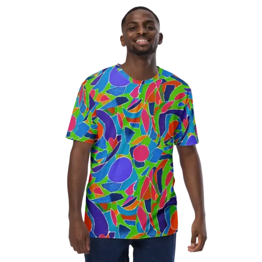 Vivid Fragments on a Men's Crew Neck T-Shirt
