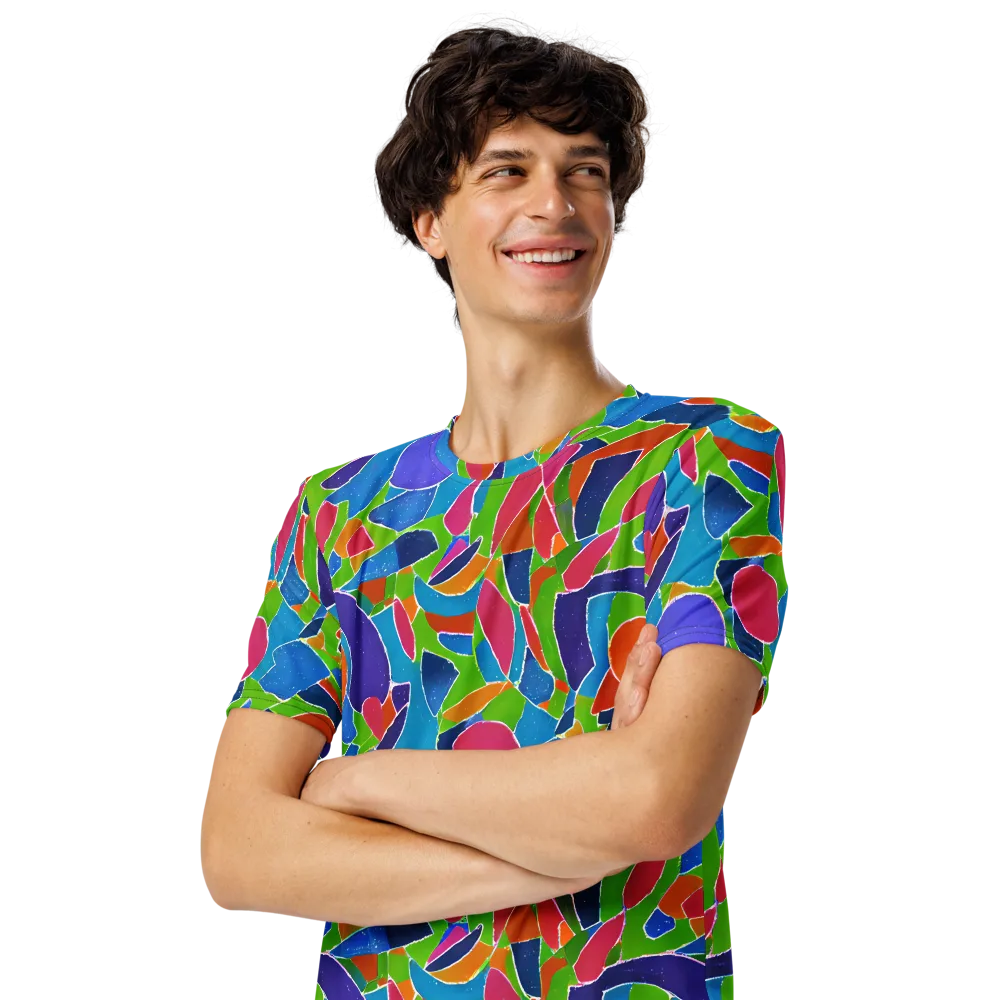 Vivid Fragments on Men's Crew Neck T-Shirt — Left Front