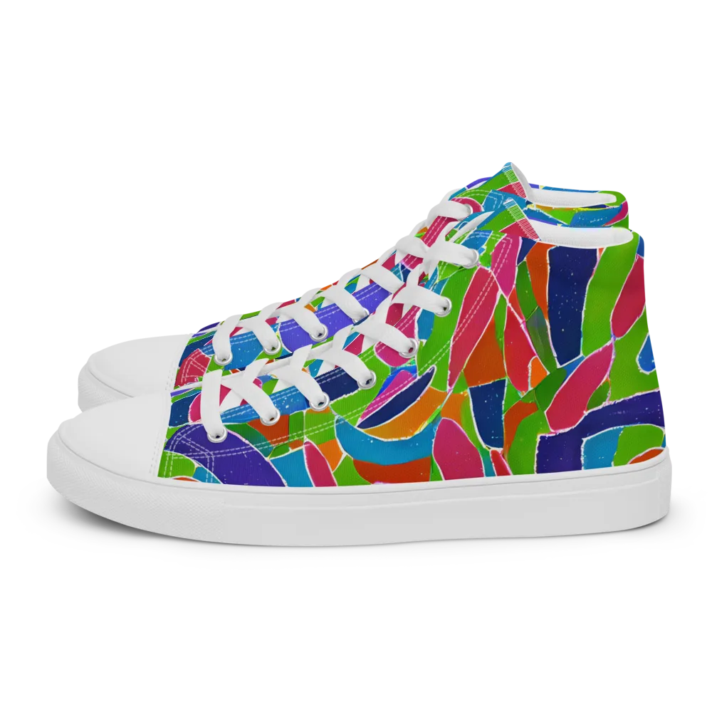 Vivid Fragments on Men's High Top Canvas Shoes — Left
