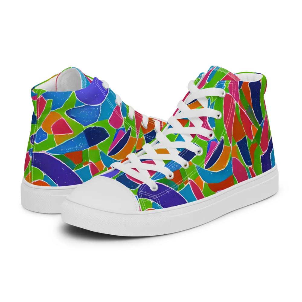 Vivid Fragments on Men's High Top Canvas Shoes — Left