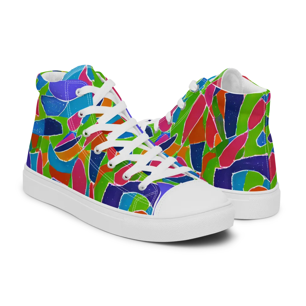 Vivid Fragments on Men's High Top Canvas Shoes — Right