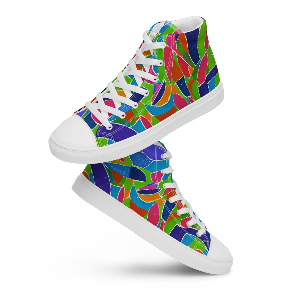 Vivid Fragments on Men's High Top Canvas Shoes — Front