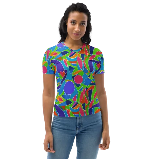 Vivid Fragments on a Women's Crew Neck T-Shirt