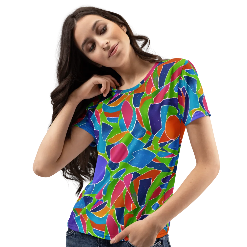 Vivid Fragments on Women's Crew Neck T-Shirt — Left Front