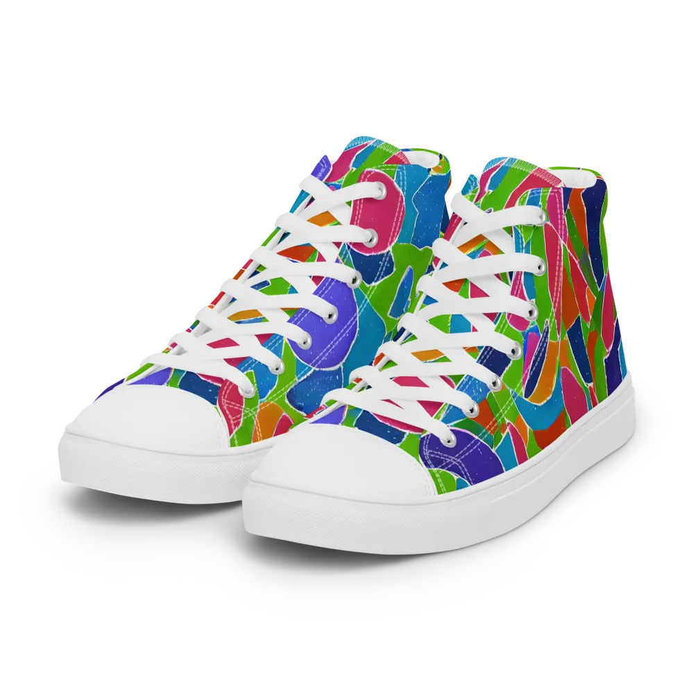 Vivid Fragments on Women's High Top Canvas Shoes — Left Front