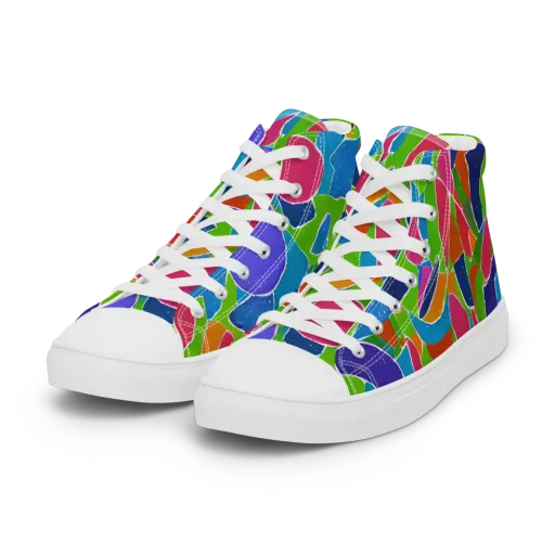 Vivid Fragments on a Women's High Top Canvas Shoes