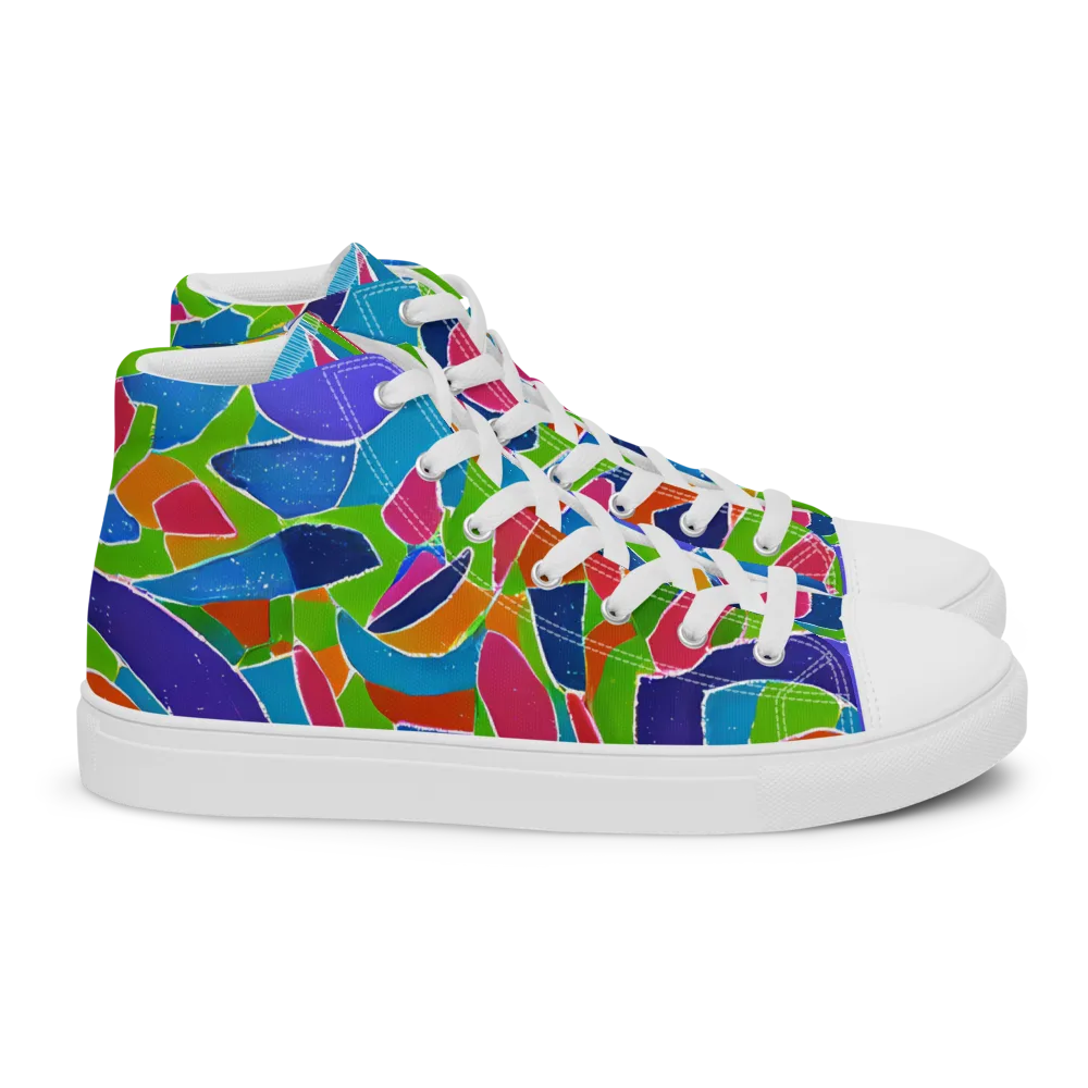Vivid Fragments on Women's High Top Canvas Shoes — Right
