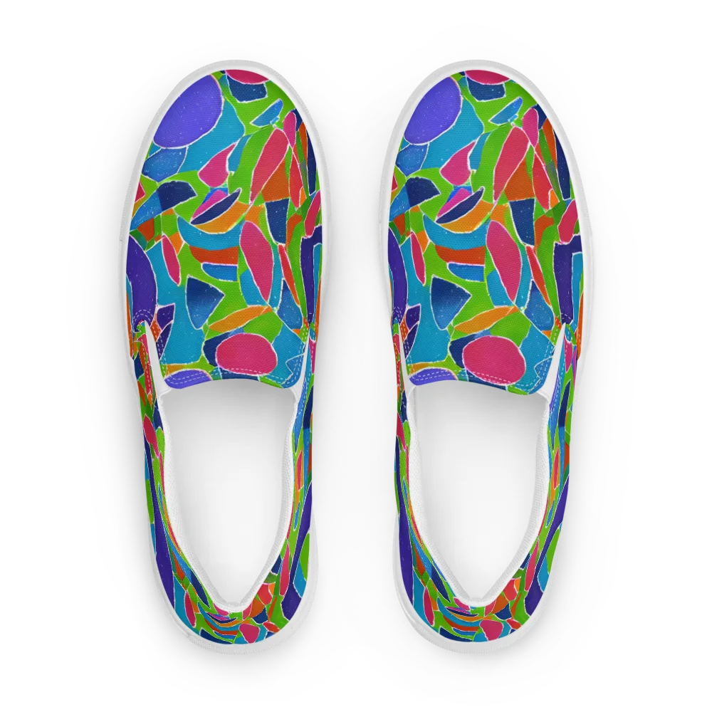 Vivid Fragments on Men's Slip-On Canvas Shoes — Front