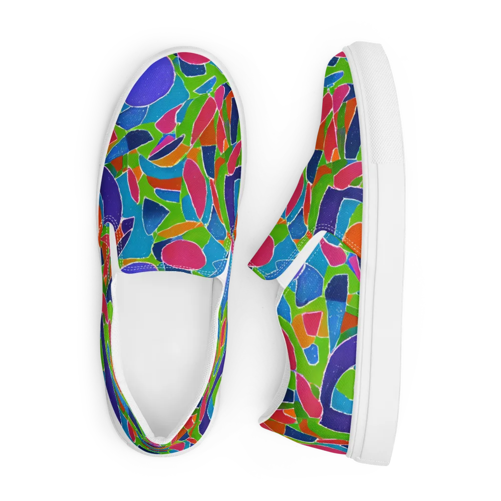 Vivid Fragments on Men's Slip-On Canvas Shoes — Front