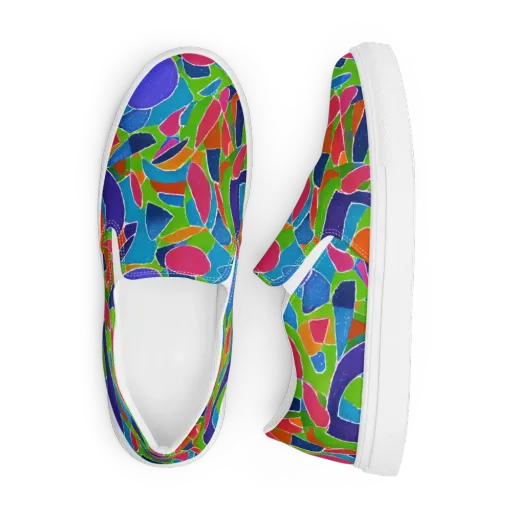Vivid Fragments on a Men's Slip-On Canvas Shoes
