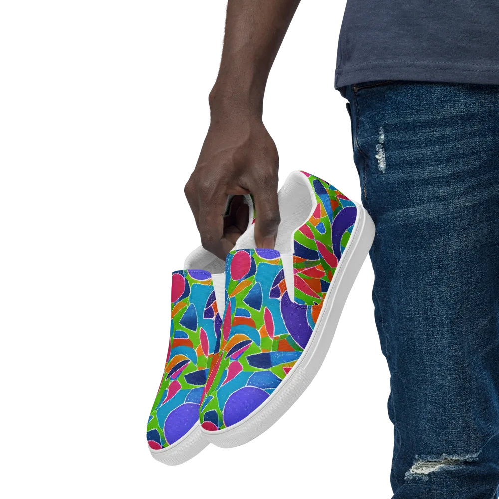 Vivid Fragments on Men's Slip-On Canvas Shoes — Left Front