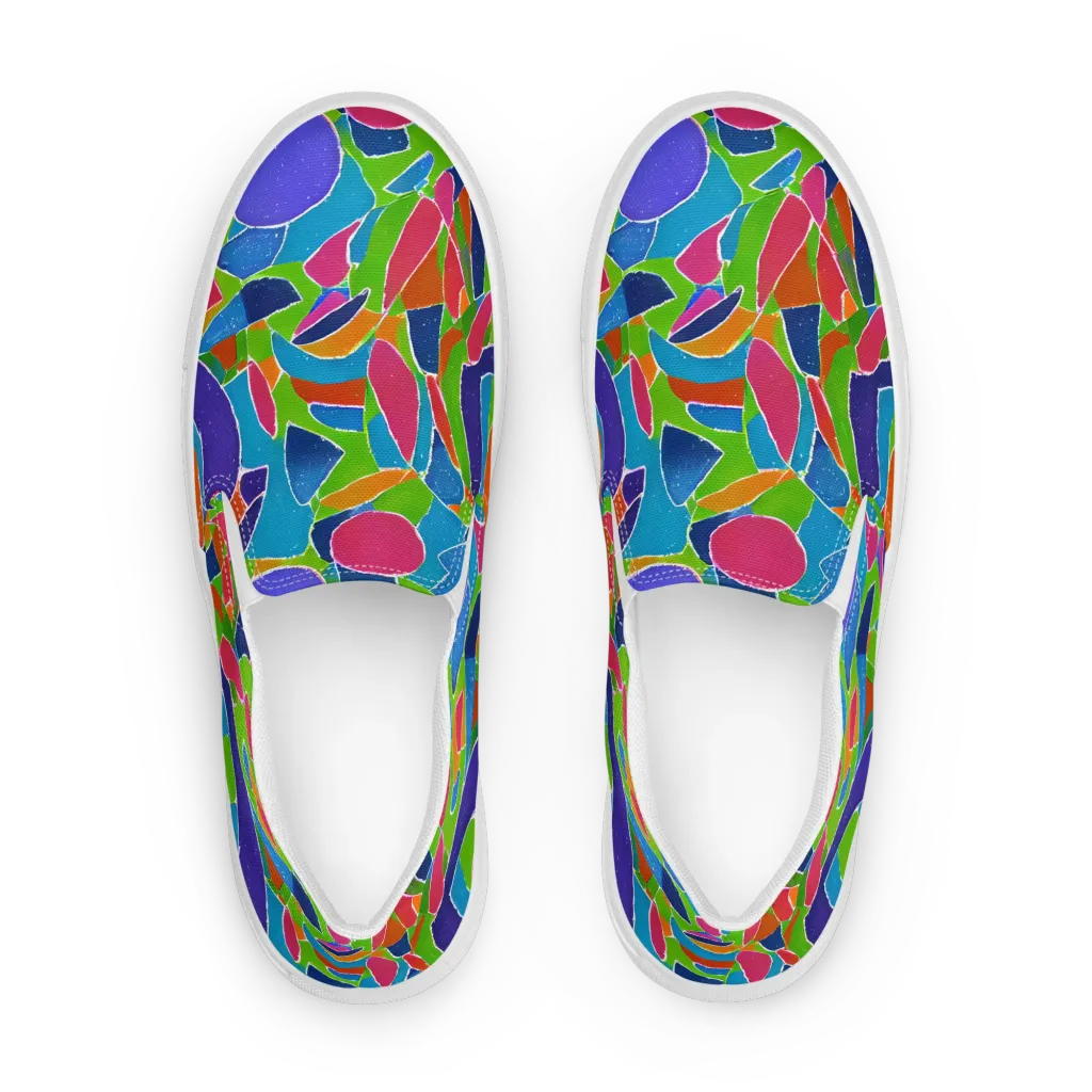 Vivid Fragments on Women's Slip-On Canvas Shoes — Front
