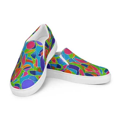 Vivid Fragments on a Women's Slip-On Canvas Shoes