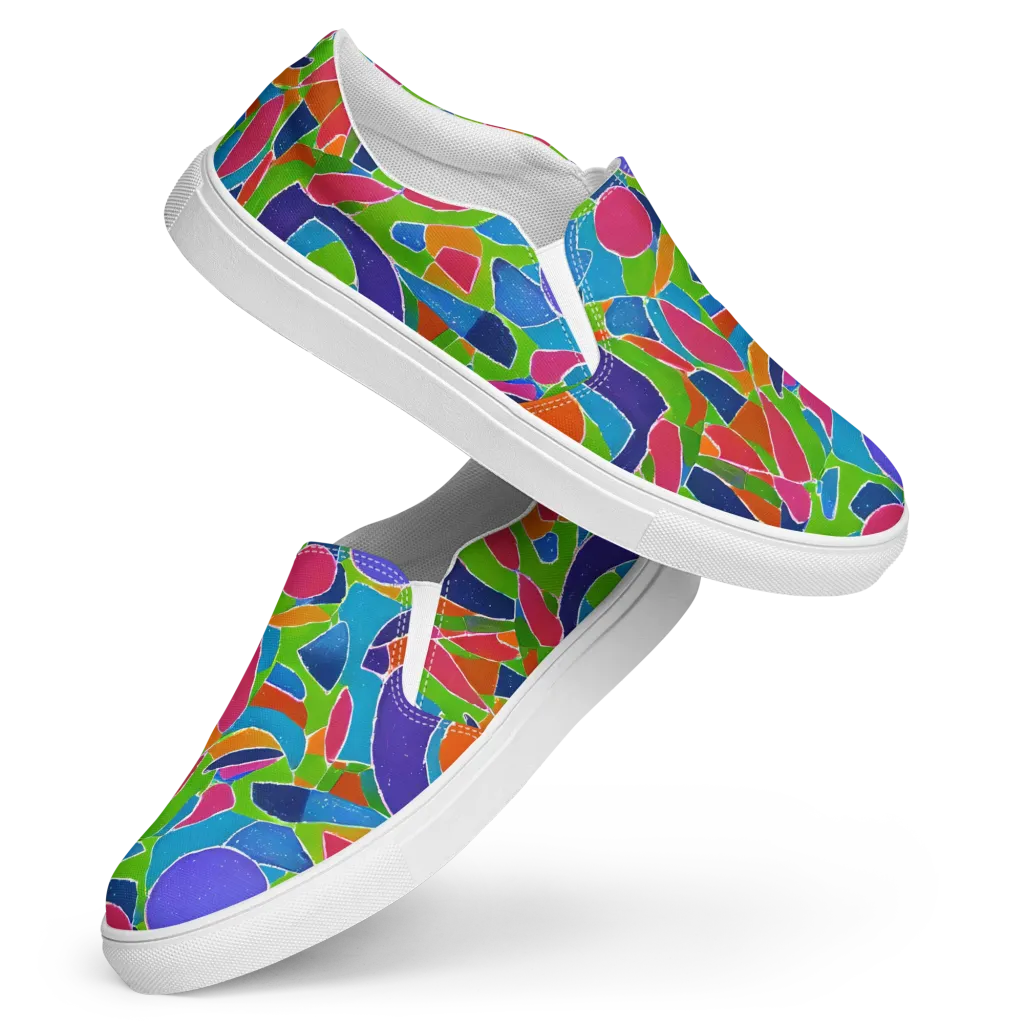 Vivid Fragments on Women's Slip-On Canvas Shoes — Front