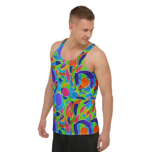 Vivid Fragments on a Men's Tank Top