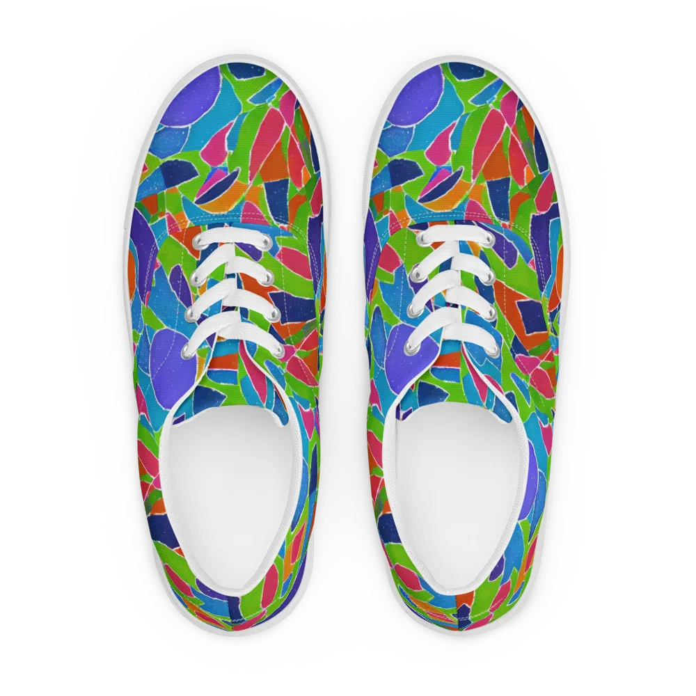 Vivid Fragments on Men's Lace-Up Canvas Shoes — Front