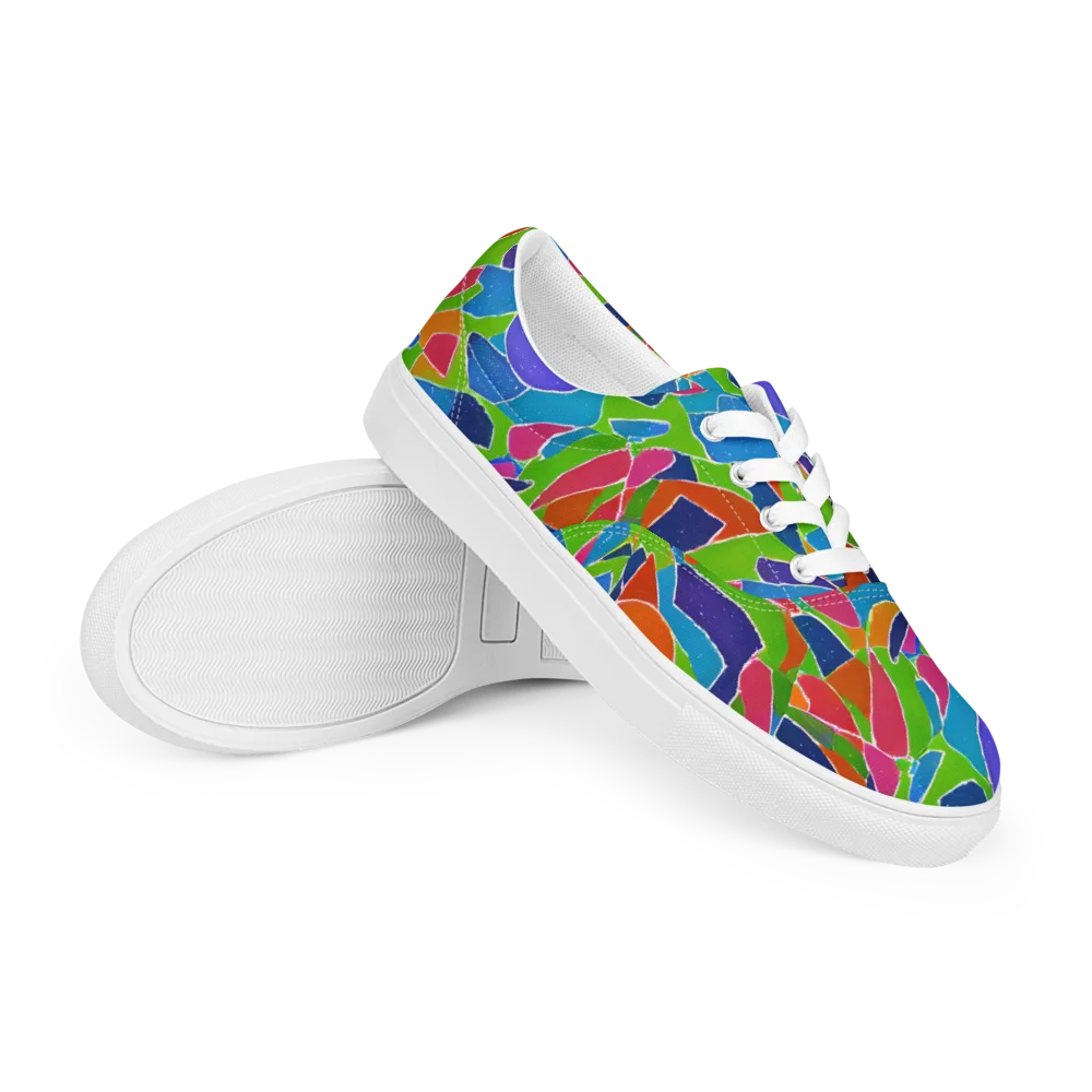 Vivid Fragments on Men's Lace-Up Canvas Shoes — Right Front