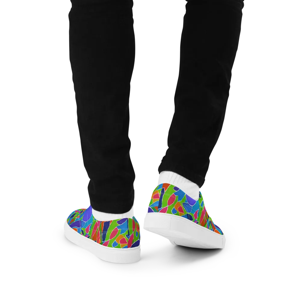 Vivid Fragments on Men's Lace-Up Canvas Shoes — Back