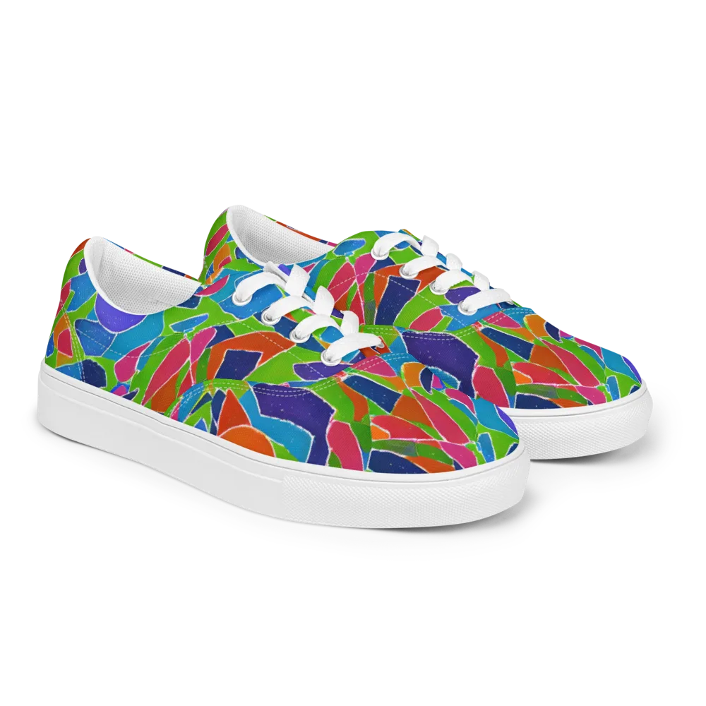 Vivid Fragments on Men's Lace-Up Canvas Shoes — Right Front