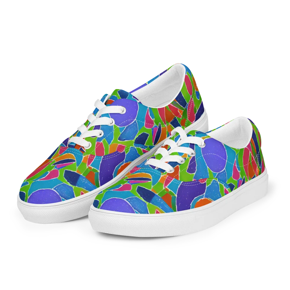 Vivid Fragments on Men's Lace-Up Canvas Shoes — Left Front
