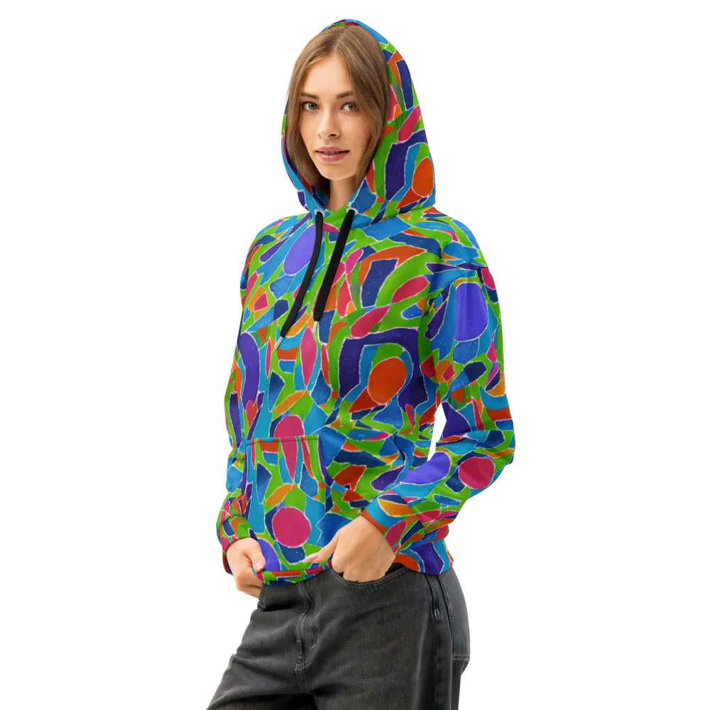 Vivid Fragments on Cotton Hoodie — Left Front