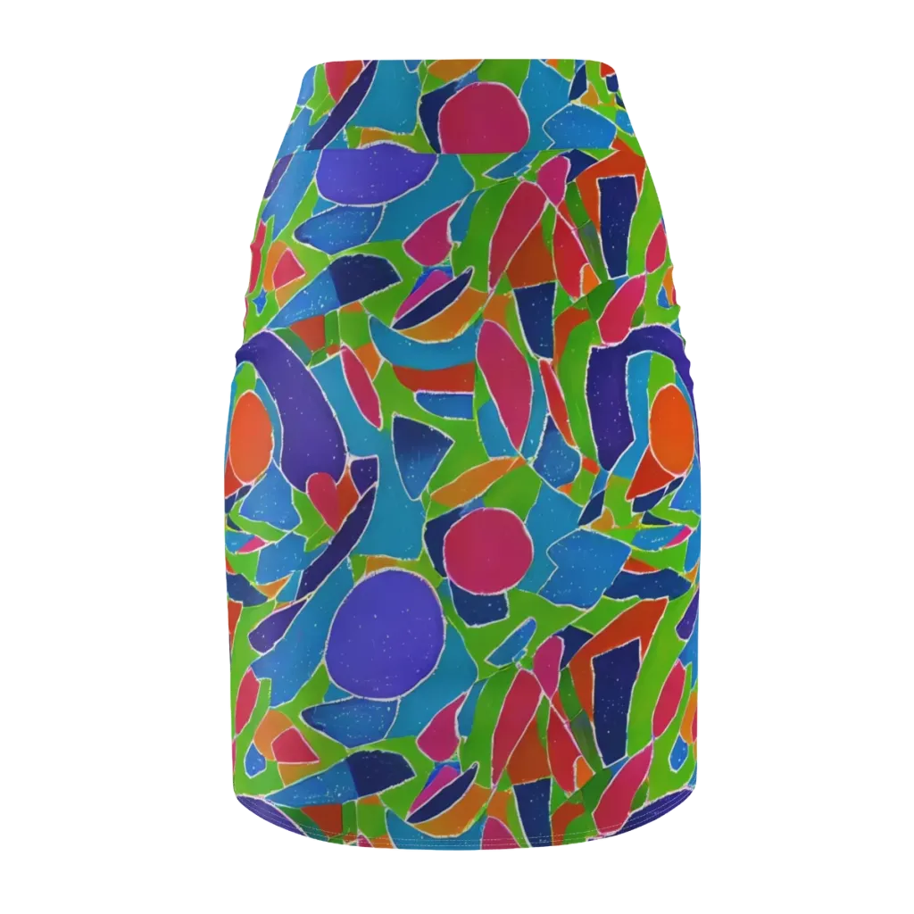 Vivid Fragments on Pencil Skirt — Back