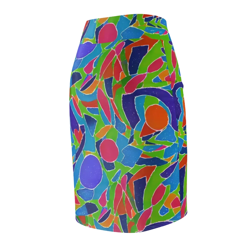 Vivid Fragments on Pencil Skirt — Back Side