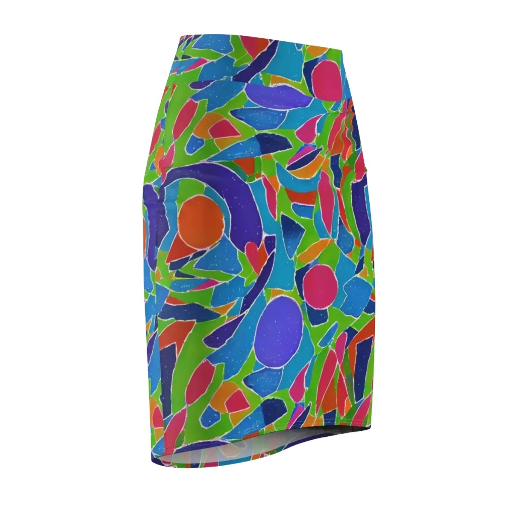Vivid Fragments on Pencil Skirt — Front Side