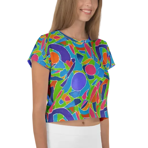 Vivid Fragments on a Crop Tee