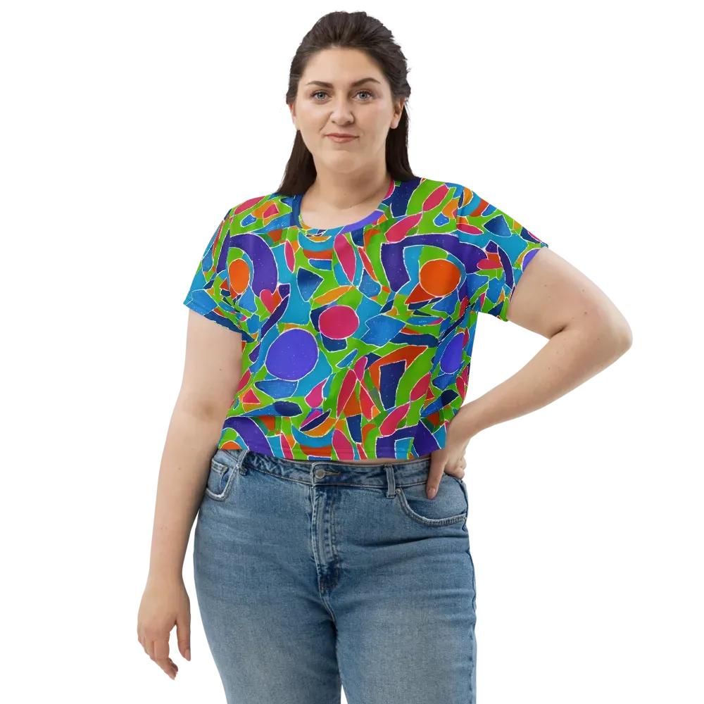 Vivid Fragments on Crop Tee — Front