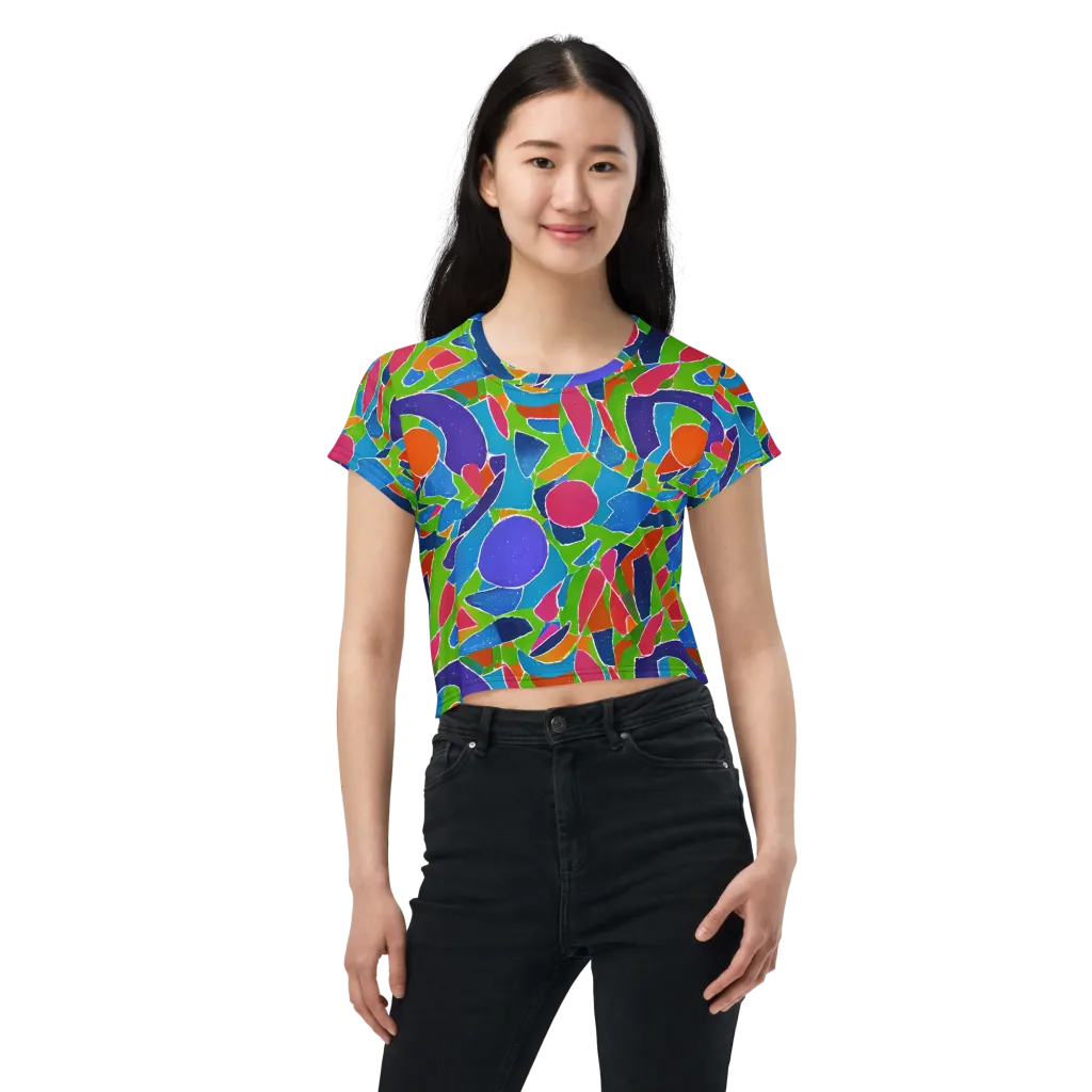 Vivid Fragments on Crop Tee — Front