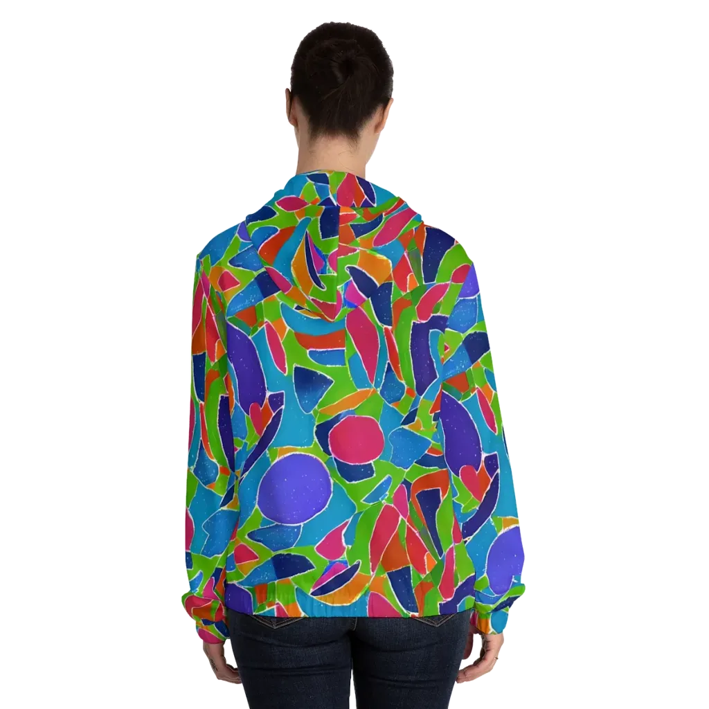 Vivid Fragments on Women's Full-Zip Hoodie — Back On Person
