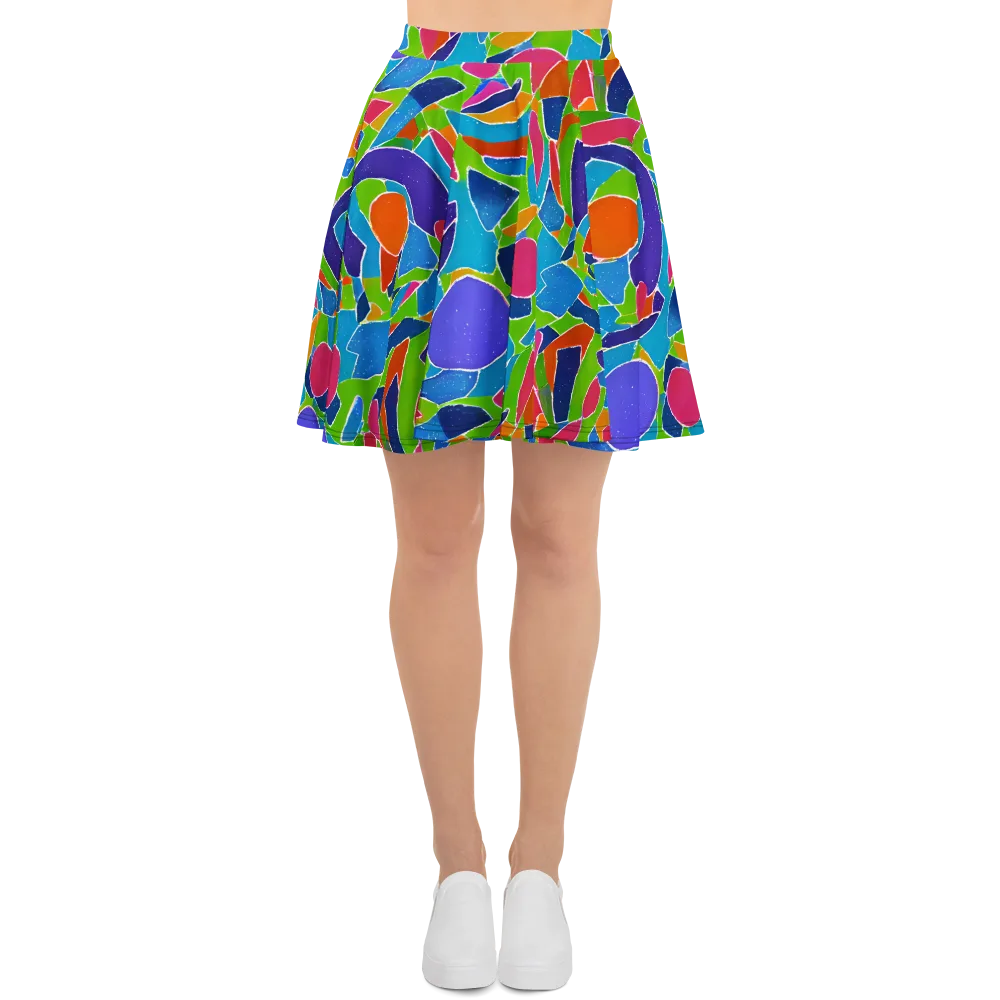Vivid Fragments on Skater Skirt — Front