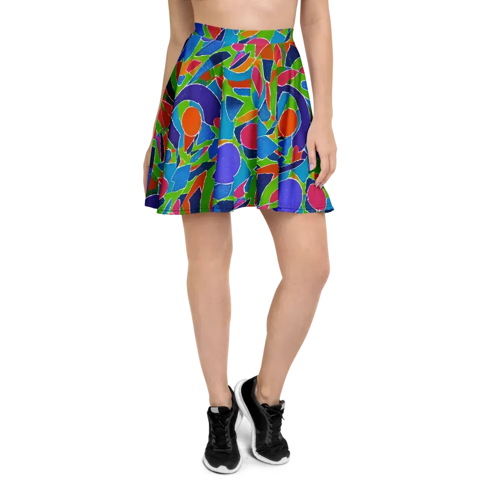Vivid Fragments on Skater Skirt — Front