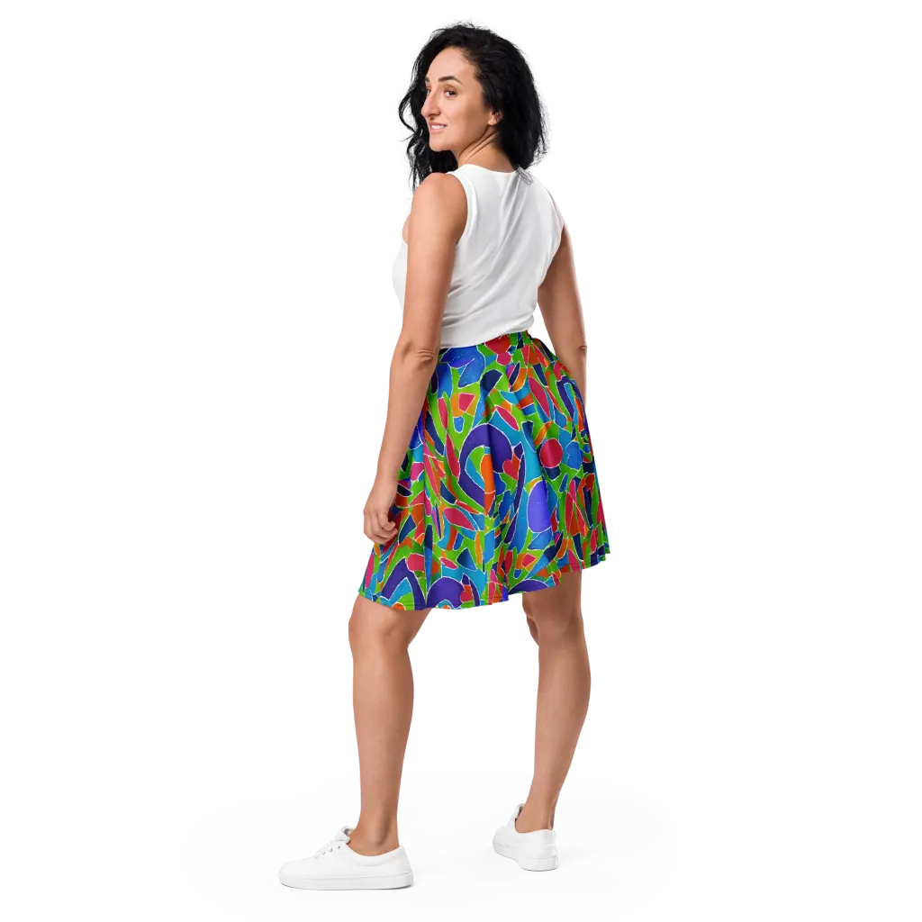 Vivid Fragments on Skater Skirt — Back