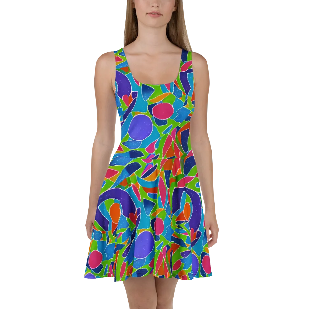 Vivid Fragments on Skater Dress — Front